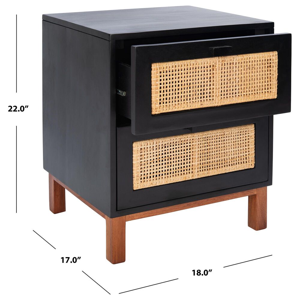 Safavieh Tegan 2-Drawer Nightstand in Black, , large