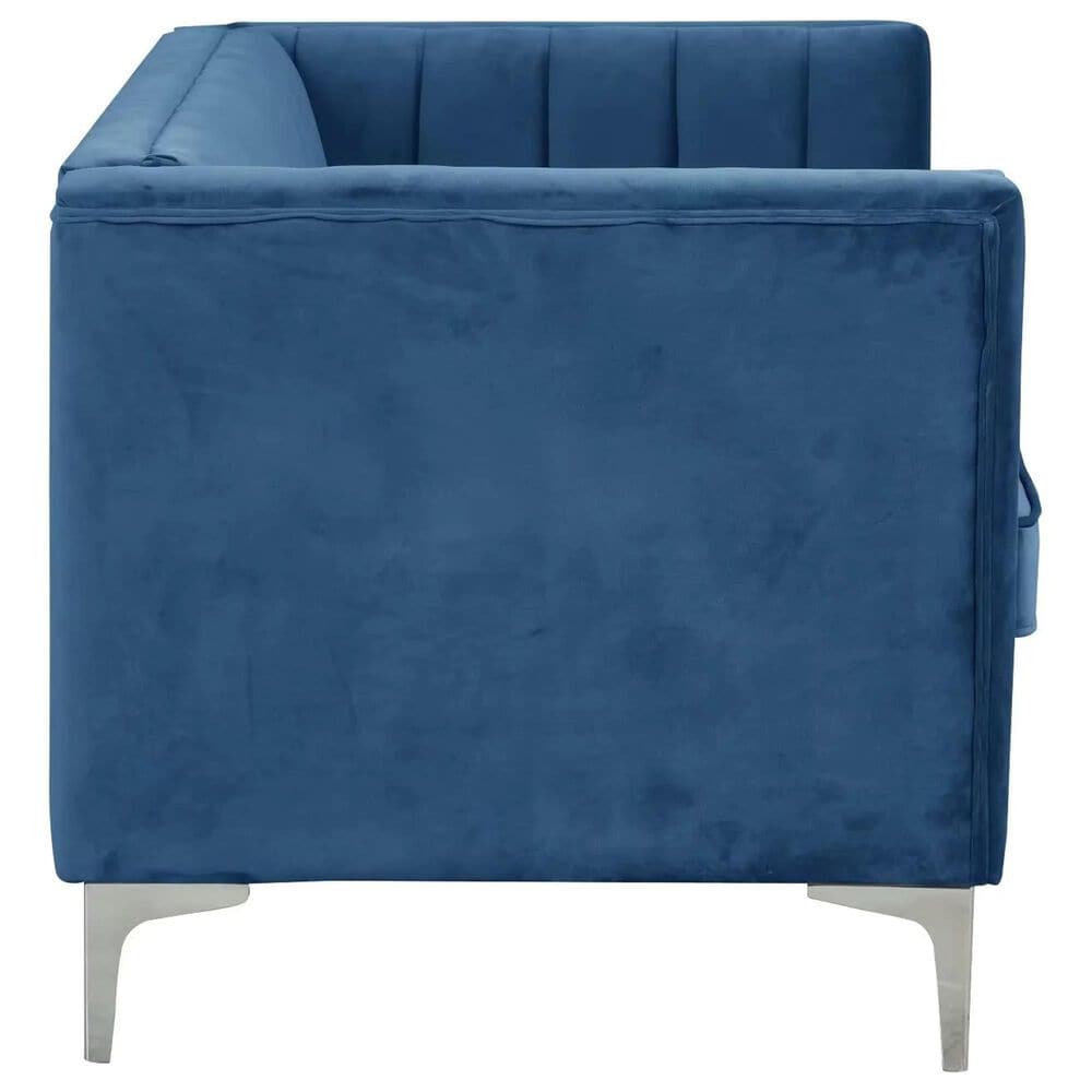 Morden Fort Channel Tufted Chair in Blue Velvet, , large