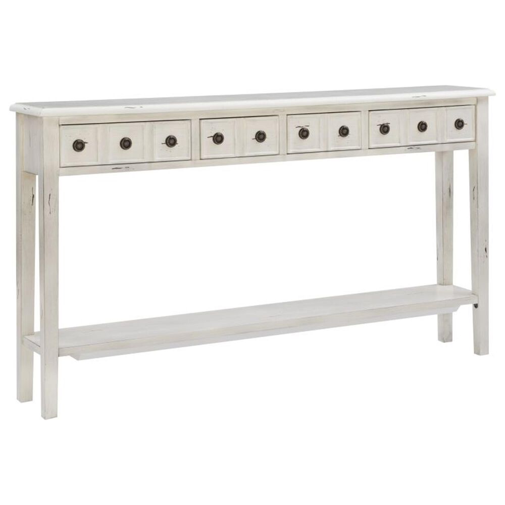 Linden Boulevard Sadie Long Console Table in Distressed Cream, , large