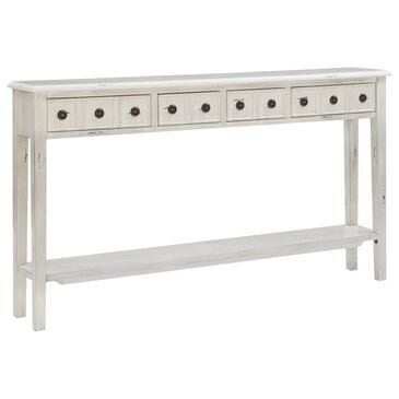 Linden Boulevard Sadie Long Console Table in Distressed Cream, , large