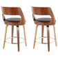Lumisource Cecina Swivel Counter Stool with Brown Cushion in Walnut and Chrome (Set of 2), , large