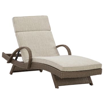 Ashley Beachcroft Patio Chaise Lounge with Beige Cushion, , large