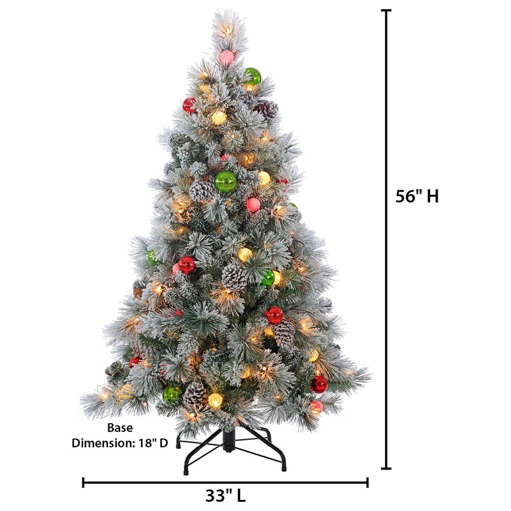 The Gerson Company 4.5&#39; Pre-Lit Pine Artificial Christmas Tree with White LED Lights in Green, , large