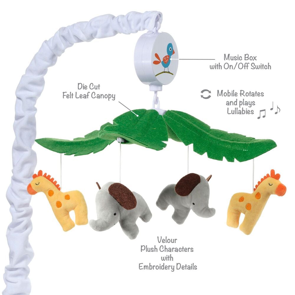 Lambs &amp; Ivy Lollipop Jungle Musical Baby Crib Mobile in Grey, Gold and White, , large