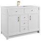 James Martin Bellshire 48" Single Bathroom Vanity in Bright White with Single Hole 3 cm White Zeus Silestone Top and Rectangular Sink, , large