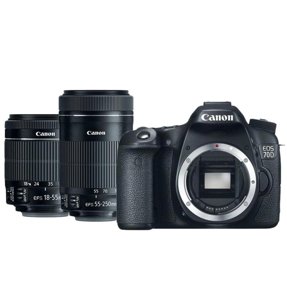 canon 70d digital slr camera w 18 55mm and 55 250mm stm lenses nfm