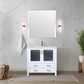 Lexora Home Volez 36" Single Bathroom Vanity in White with 2 cm White Ceramic Top and Rectangular Sink, , large