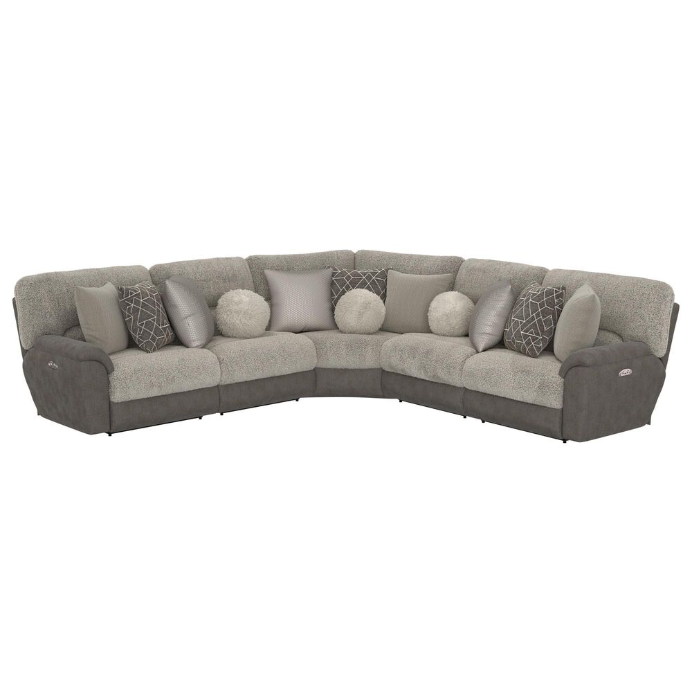 Catnapper Rendezvous 5-Piece Power Reclining Symmetrical Sectional in Slate and Fawn, , large