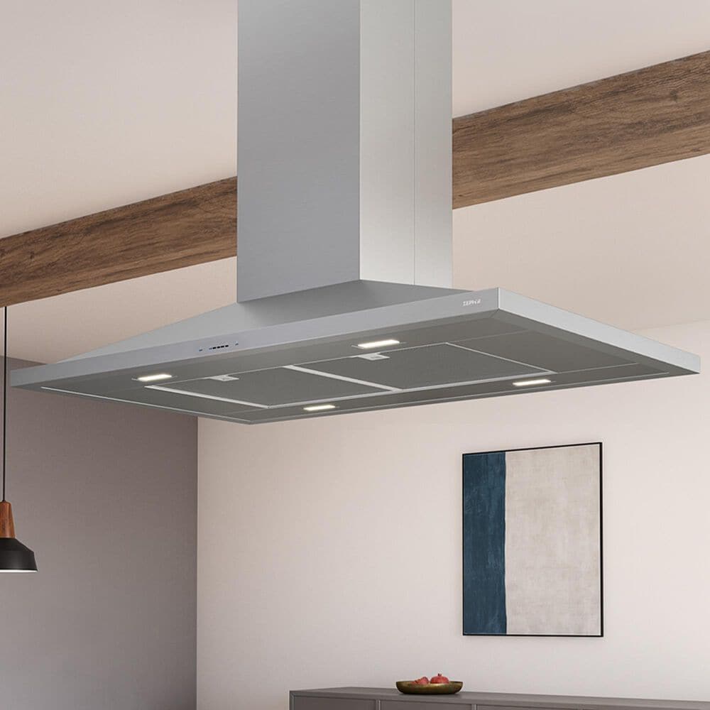 Zephyr Anzio 36" Island-Mount Chimney Range Hood in Stainless Steel, , large