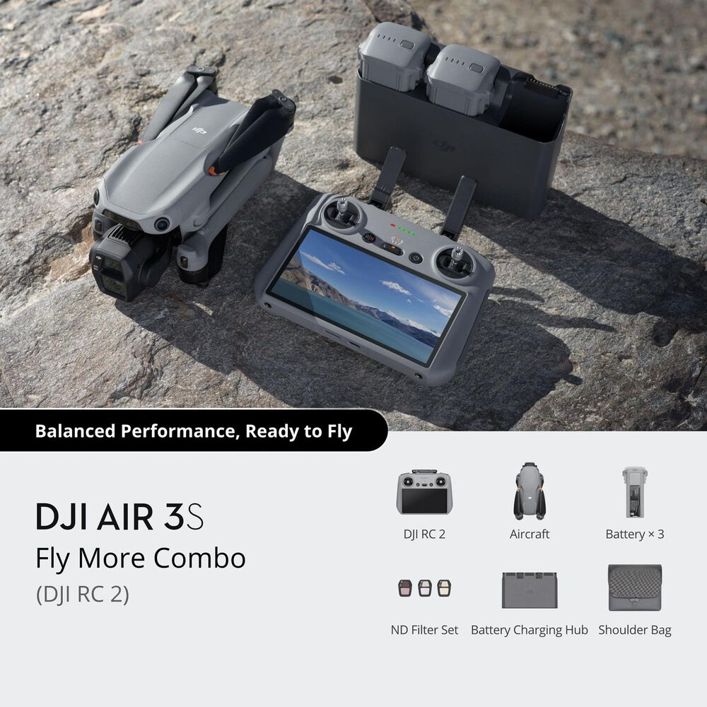 DJI Air 3S Drone with Fly More Combo and RC-2 Remote Controller in Gray, , large