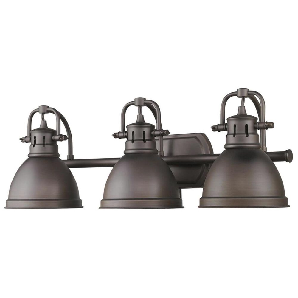 Golden Lighting Duncan 3-Light Bath Vanity in Rubbed Bronze with Rubbed Bronze Shades, , large