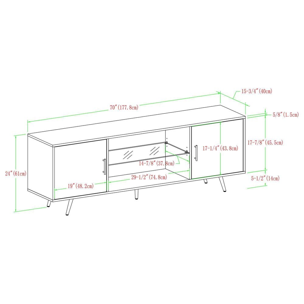 Walker Edison Nora 70&quot; TV Stand in Graphite, , large