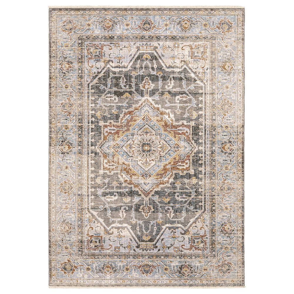 Oriental Weavers Maharaja Sudan 1803X 2"3" x 7"6" Gray and Blue Scatter Rug, , large