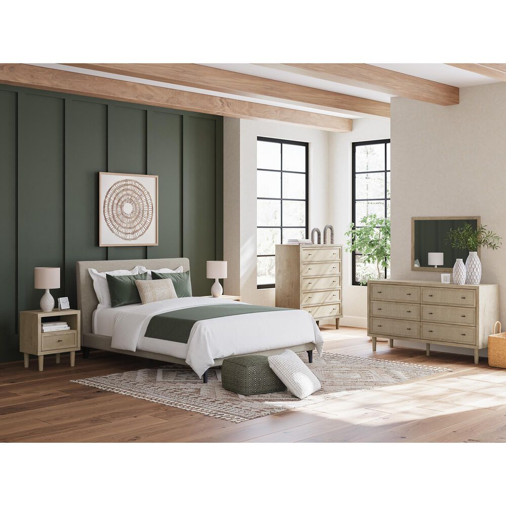 Ashley Cielden Queen Upholstered Platform Bed with Roll Slats in Tan, , large