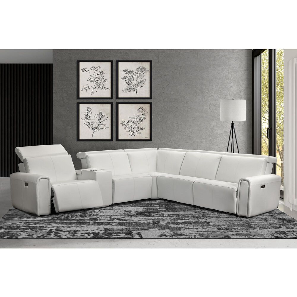 Elran Furniture 6-Piece Power Reclining Sectional in White, , large