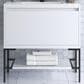 James Martin Mantova 35.4" Single Bathroom Vanity in Glossy White and Matte Black with 2 cm Glossy White Solid Surface Top and Rectangular Sink, , large