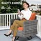 HOMLUX 3-Piece Patio Conversation Set with Square-Arm Swivel Rocking Chairs in Orange, , large