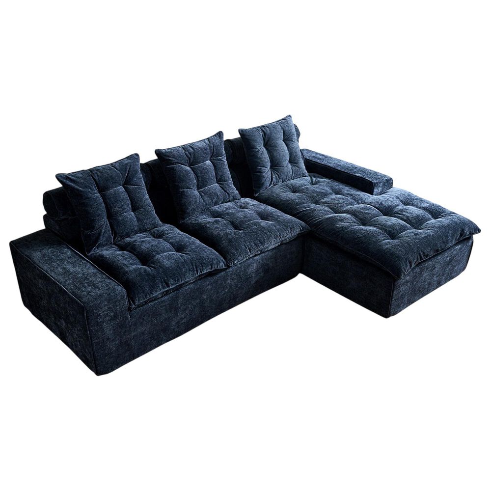 HOMLUX 2-Piece Right Facing Sectional with Chaise in Blue, , large