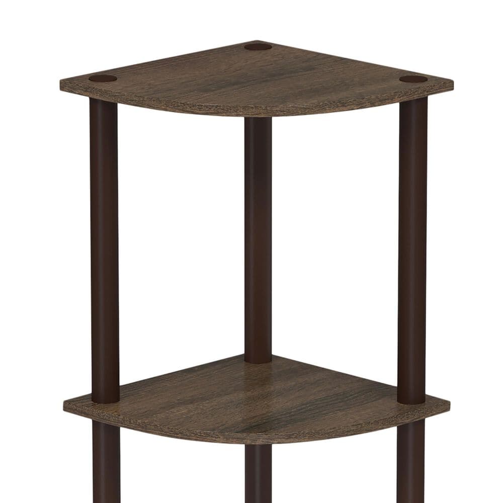 HOMLUX Turn-N-Tube 3-Tier Corner Bookshelf in Walnut and Brown, , large