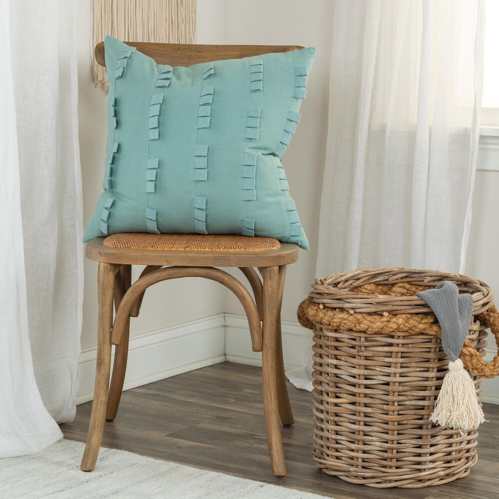 Rizzy Home Donny Osmond Solid 20&quot; Down Filled Pillow in Aqua, , large