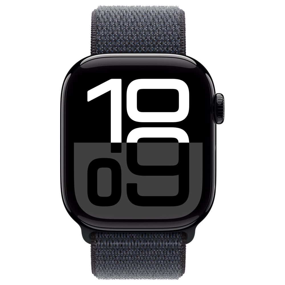 Apple Watch Series 10 GPS + Cellular 42mm Jet Black Aluminum Case with Ink Sport Loop, , large
