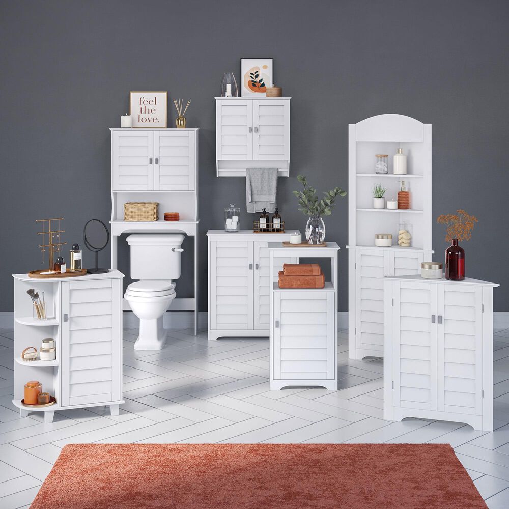 RiverRidge Home Brookfield 1-Door Floor Cabinet with Side Shelves in White, , large