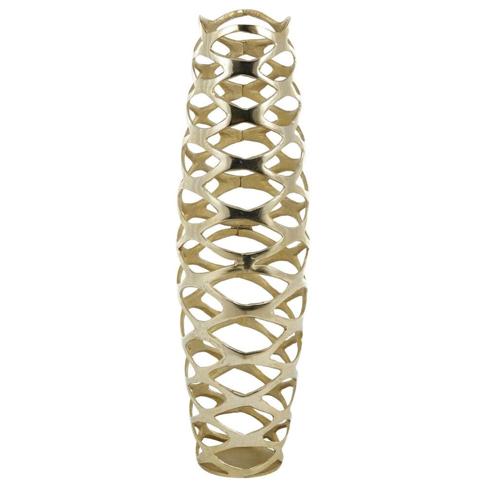 Maple and Jade 32.5&quot; Tall Cutout Geometric Decorative Vase in Satin Gold, , large