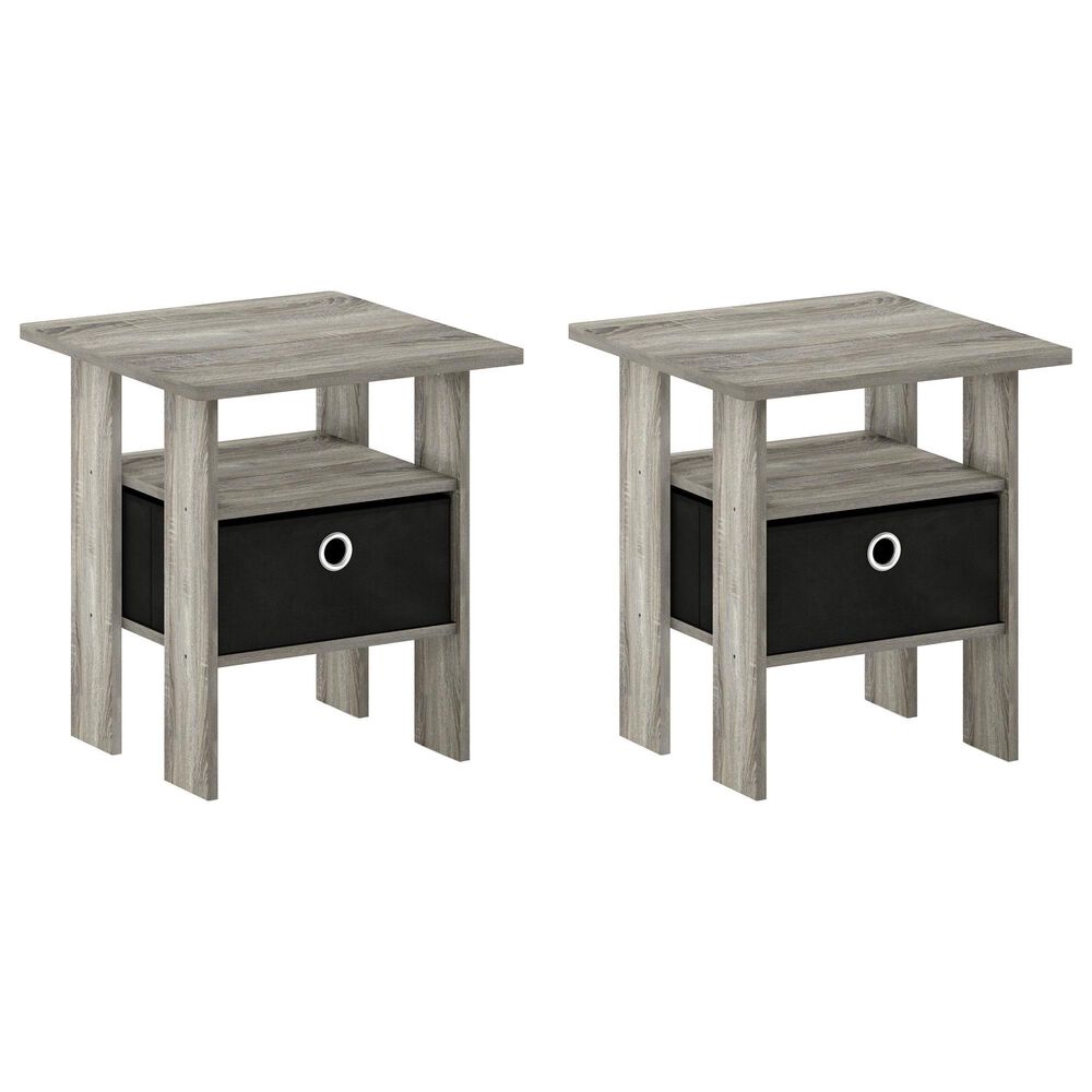 HOMLUX 2-Piece 1-Shelf End Table with Bin Drawer in French Oak, , large