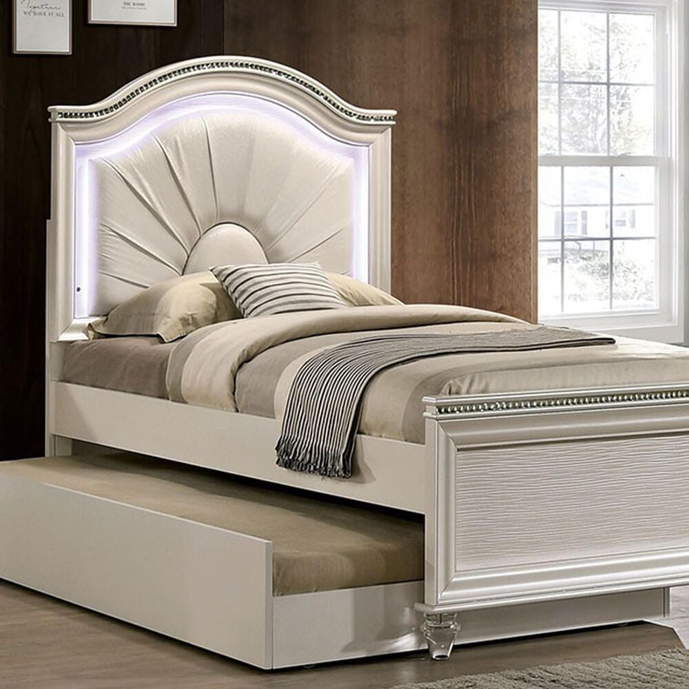 Furniture of America Allie 4-Piece Twin Bedroom Set in Pearl White, , large