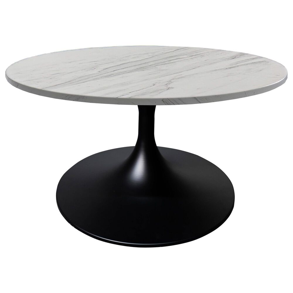 Leisuremod Verve 27" Coffee Table with Resin Top in Black and White Marble, , large
