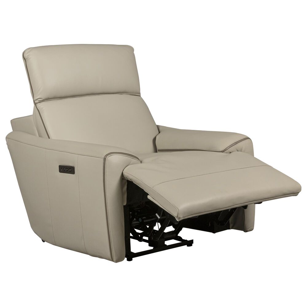 Superb Leather Leather Power Recliner in Myrtle Light Grey, , large
