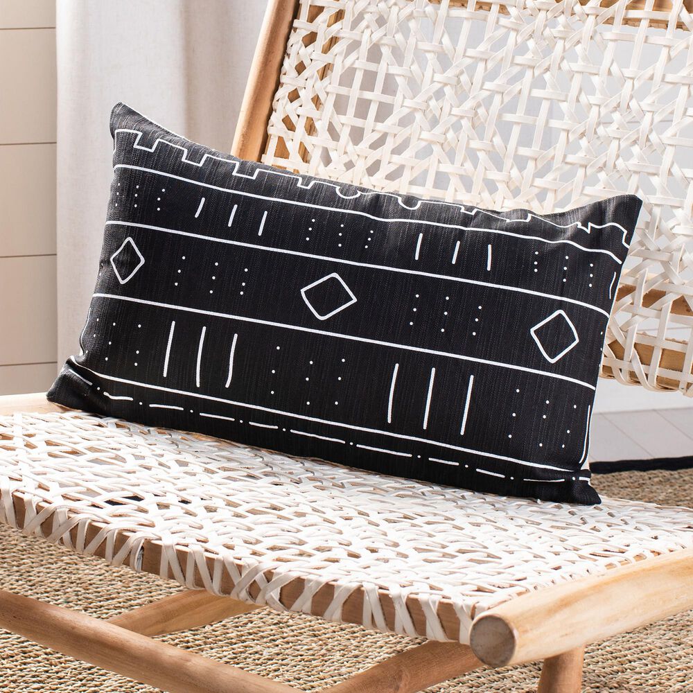 Safavieh Bardon 12" x 20" Pillow in Black and White, , large