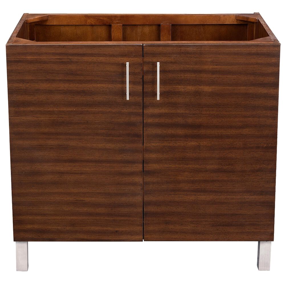 James Martin Metropolitan 36" Single Bathroom Vanity Cabinet in American Walnut and Satin Nickel, , large