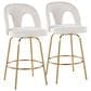 LumiSource Ava Swivel Counter Stool with Snow White Fabric Upholstery in Gold (Set of 2), , large
