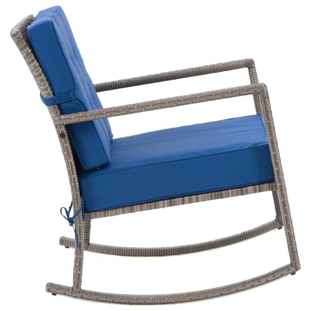 CorLiving Parksville Patio Rocking Chair in Blended Grey/Oxford Blue, , large