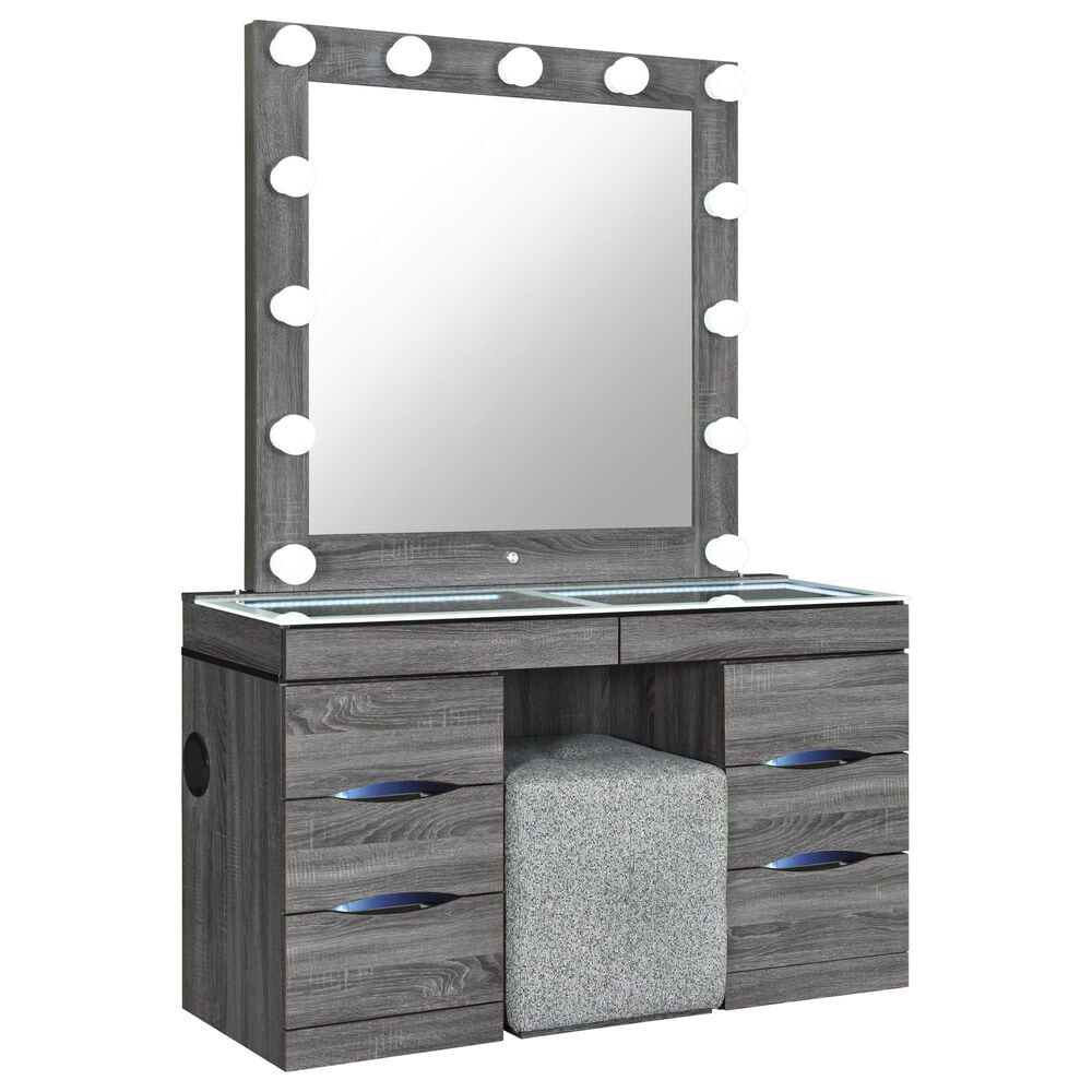 Modern Market Lexi Vanity Set with Stool in Grey, , large