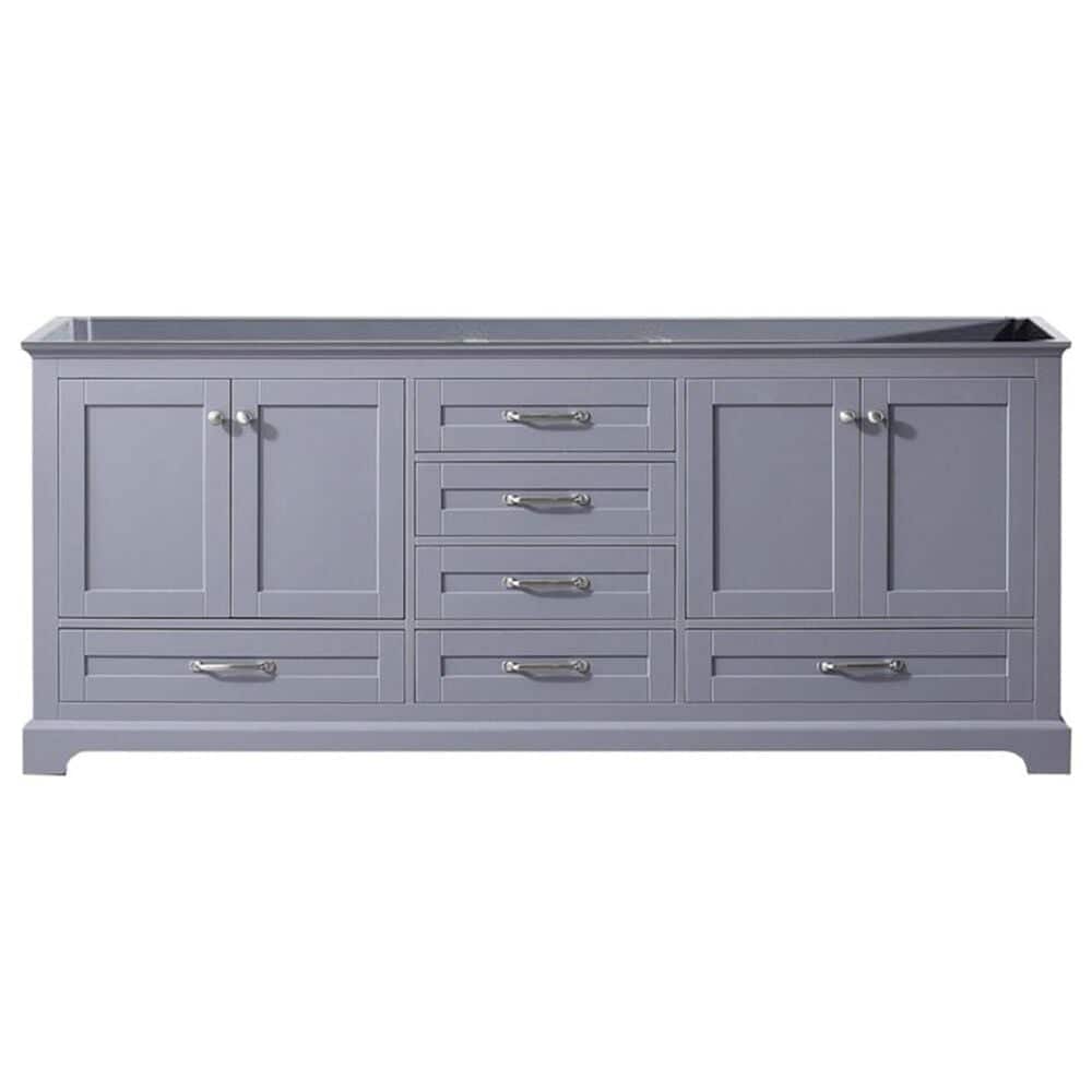 Lexora Home Dukes 80&quot; Double Bathroom Vanity in Dark grey with 2 cm White Quartz Top and Rectangular Sinks, , large