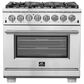 Forno Capriasca 36" Freestanding Dual Fuel Range in Stainless Steel, , large
