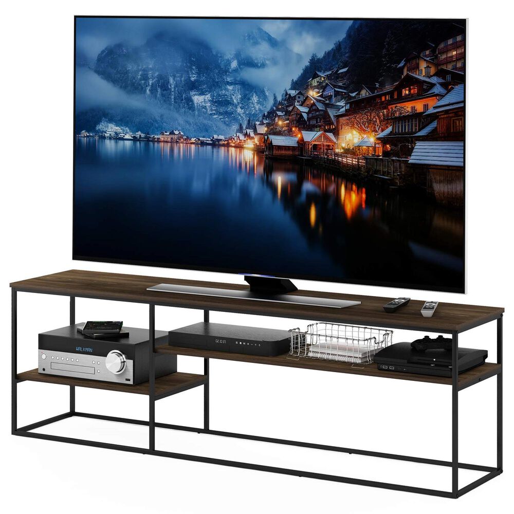 HOMLUX 70" TV Stand with 2 Open Storage Shelves in Columbia Walnut, , large