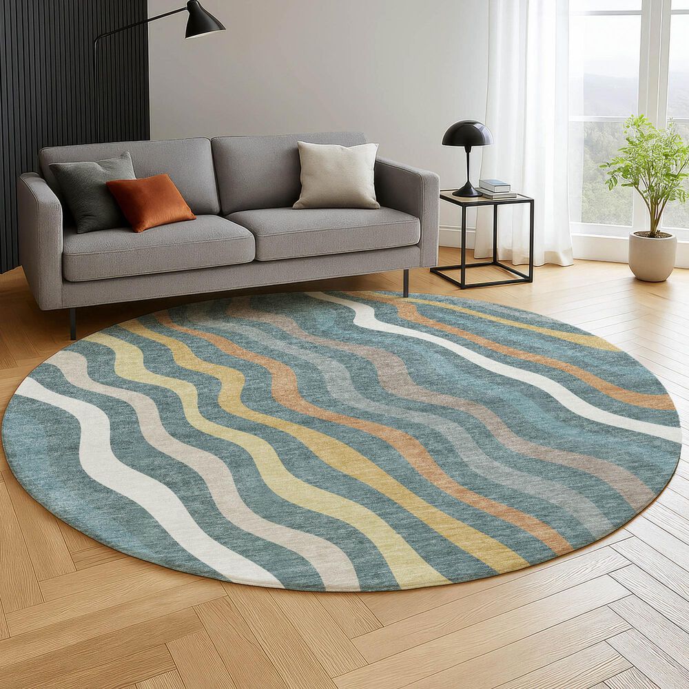 Dalyn Rug Company Kenner Teal 8' Round Area Rug, , large