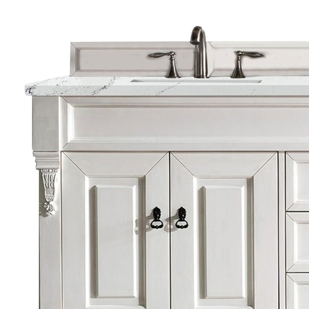 James Martin Vanities Brookfield 72&quot; Double Bathroom Vanity in Bright White with 3 cm Ethereal Noctis Quartz Top and Rectangle Sink, , large