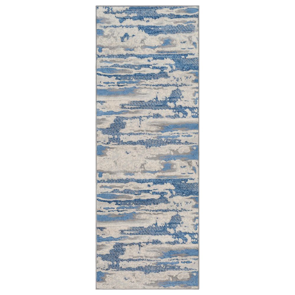 Surya Monaco MOC-2312 2'6" x 8' Bright Blue and Silver Gray Scatter Rug, , large