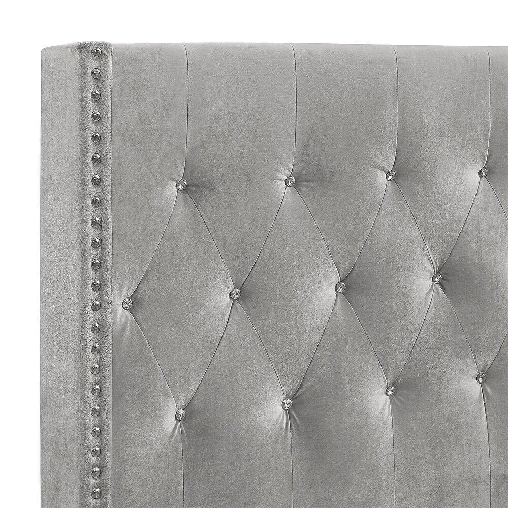 New Heritage Design Huxley Queen Upholstered Bed in Gray, , large
