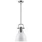 Golden Lighting Duncan Small Pendant with Rod in Chrome with a White Shade, , large