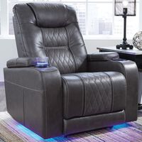 Signature Design by Ashley Composer Power Recliner with Adjustable Headrest in Grey