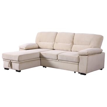 HOMLUX 97.5"W Velvet Sleeper Sectional Sofa with Reversible Storage Chaise, in Beige, , large