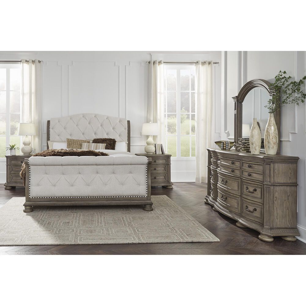 Ashley Ardenfield King Upholstered Sleigh Bed in Light Brown, , large