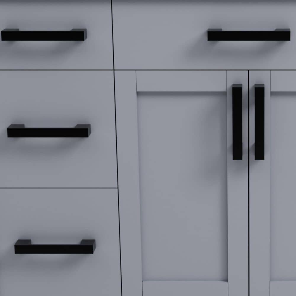 Lexora Home Ziva 48&quot; Single Bathroom Vanity in Dark Grey with 2 cm White Cultured Marble Top and Rectangular Sink, , large