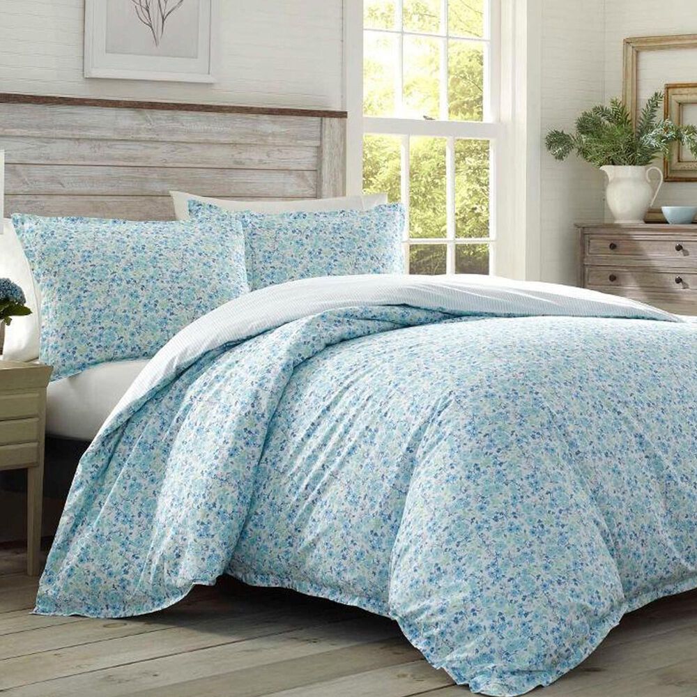 Revman Jaynie Wintergreen 2-Piece Twin Duvet Set in Pastel Blue, Aqua and White, , large