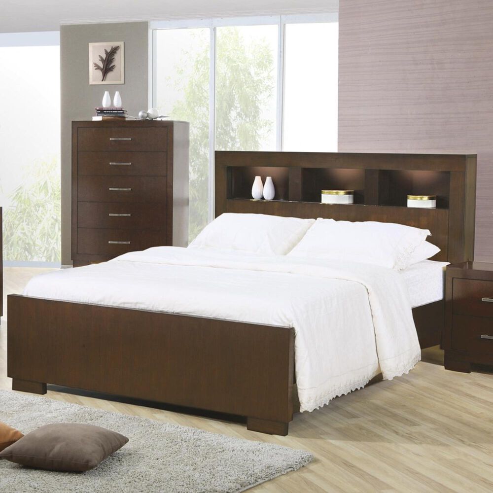 Pacific Landing Jessica Queen Contemporary Storage Bed with Built in Lighting, , large